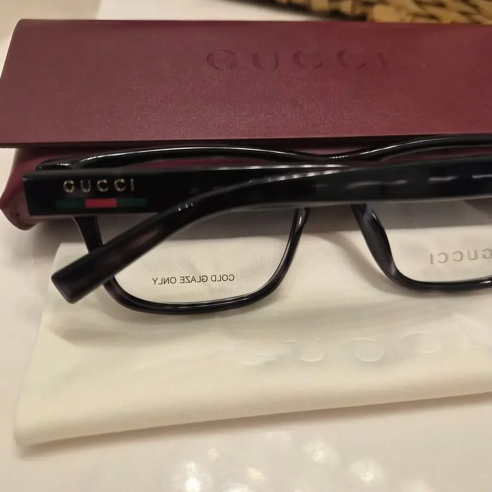 Gucci Eyeglasses GG1987O 003 Grey Tortoise Rectangle Frames Glasses Full Set 54m